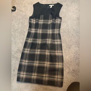 Banana Republic Black and Tan Plaid Midi Dress